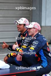 Race winner Max Verstappen (NLD) Red Bull Racing with second placed team mate Sergio Perez (MEX) Red Bull Racing in parc ferme. 07.04.2024. Formula 1 World Championship, Rd 4, Japanese Grand Prix, Suzuka, Japan, Race Day.