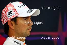 Sergio Perez (MEX) Red Bull Racing in the post qualifying FIA Press Conference. 06.04.2024. Formula 1 World Championship, Rd 4, Japanese Grand Prix, Suzuka, Japan, Qualifying Day.