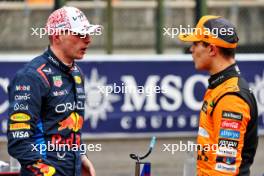 (L to R): Pole sitter Max Verstappen (NLD) Red Bull Racing with third placed Lando Norris (GBR) McLaren in qualifying parc ferme. 06.04.2024. Formula 1 World Championship, Rd 4, Japanese Grand Prix, Suzuka, Japan, Qualifying Day.