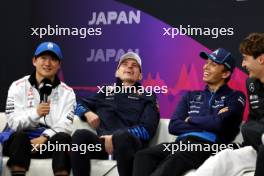 (L to R): Yuki Tsunoda (JPN) RB; Max Verstappen (NLD) Red Bull Racing; Alexander Albon (THA) Williams Racing; and George Russell (GBR) Mercedes AMG F1, in the FIA Press Conference. 04.04.2024. Formula 1 World Championship, Rd 4, Japanese Grand Prix, Suzuka, Japan, Preparation Day.