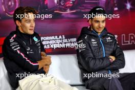 (L to R): George Russell (GBR) Mercedes AMG F1 and Esteban Ocon (FRA) Alpine F1 Team in the FIA Press Conference. 20.11.2024. Formula 1 World Championship, Rd 22, Las Vegas Grand Prix, Las Vegas, Nevada, USA, Preparation Day.