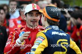 (L to R): race winner Charles Leclerc (MON) Ferrari with Oscar Piastri (AUS) McLaren in parc ferme. 26.05.2024. Formula 1 World Championship, Rd 8, Monaco Grand Prix, Monte Carlo, Monaco, Race Day.