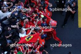 Race winner Charles Leclerc (MON) Ferrari celebrates with the team in parc ferme. 26.05.2024. Formula 1 World Championship, Rd 8, Monaco Grand Prix, Monte Carlo, Monaco, Race Day.