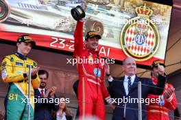 The podium (L to R): Oscar Piastri (AUS) McLaren, second; Charles Leclerc (MON) Ferrari, race winner; HSH Prince Albert of Monaco (MON); Carlos Sainz Jr (ESP) Ferrari, third. 26.05.2024. Formula 1 World Championship, Rd 8, Monaco Grand Prix, Monte Carlo, Monaco, Race Day.