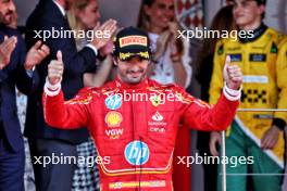 Carlos Sainz Jr (ESP) Ferrari celebrates his third position on the podium. 26.05.2024. Formula 1 World Championship, Rd 8, Monaco Grand Prix, Monte Carlo, Monaco, Race Day.
