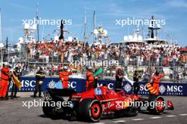 Race winner Charles Leclerc (MON) Ferrari SF-24 celebrates at the end of the race. 26.05.2024. Formula 1 World Championship, Rd 8, Monaco Grand Prix, Monte Carlo, Monaco, Race Day.