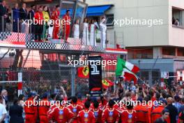 The podium (L to R): Frederic Vasseur (FRA) Ferrari Team Principal; Oscar Piastri (AUS) McLaren, second; Charles Leclerc (MON) Ferrari, race winner; Carlos Sainz Jr (ESP) Ferrari, third. 26.05.2024. Formula 1 World Championship, Rd 8, Monaco Grand Prix, Monte Carlo, Monaco, Race Day.