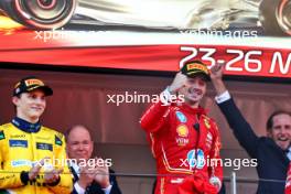 Race winner Charles Leclerc (MON) Ferrari celebrates on the podium. 26.05.2024. Formula 1 World Championship, Rd 8, Monaco Grand Prix, Monte Carlo, Monaco, Race Day.
