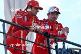 (L to R): Carlos Sainz Jr (ESP) Ferrari with team mate and pole sitter Charles Leclerc (MON) Ferrari. 25.05.2024. Formula 1 World Championship, Rd 8, Monaco Grand Prix, Monte Carlo, Monaco, Qualifying Day.