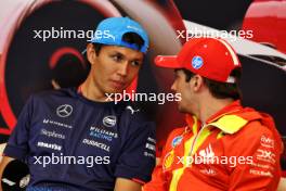(L to R): Alexander Albon (THA) Williams Racing and Charles Leclerc (MON) Ferrari in the FIA Press Conference. 23.05.2024. Formula 1 World Championship, Rd 8, Monaco Grand Prix, Monte Carlo, Monaco, Preparation Day.