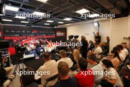 (L to R): Esteban Ocon (FRA) Alpine F1 Team; George Russell (GBR) Mercedes AMG F1; Max Verstappen (NLD) Red Bull Racing; Alexander Albon (THA) Williams Racing; and Charles Leclerc (MON) Ferrari, in the FIA Press Conference. 23.05.2024. Formula 1 World Championship, Rd 8, Monaco Grand Prix, Monte Carlo, Monaco, Preparation Day.