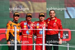 The podium (L to R): Lando Norris (GBR) McLaren, second; Carlos Sainz Jr (ESP) Ferrari, race winner; Charles Leclerc (MON) Ferrari, third; Riccardo Adami (ITA) Ferrari Race Engineer. 27.10.2024. Formula 1 World Championship, Rd 20, Mexican Grand Prix, Mexico City, Mexico, Race Day.