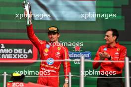 Charles Leclerc (MON) Ferrari celebrates his third position on the podium. 27.10.2024. Formula 1 World Championship, Rd 20, Mexican Grand Prix, Mexico City, Mexico, Race Day.