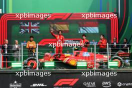 The podium (L to R): Lando Norris (GBR) McLaren, second; Carlos Sainz Jr (ESP) Ferrari, race winner; Charles Leclerc (MON) Ferrari, third; Riccardo Adami (ITA) Ferrari Race Engineer. 27.10.2024. Formula 1 World Championship, Rd 20, Mexican Grand Prix, Mexico City, Mexico, Race Day.