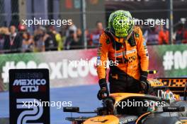 Lando Norris (GBR) McLaren celebrates his second position in parc ferme. 27.10.2024. Formula 1 World Championship, Rd 20, Mexican Grand Prix, Mexico City, Mexico, Race Day.