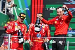 (L to R): Charles Leclerc (MON) Ferrari celebrates on the podium with race winner Carlos Sainz Jr (ESP) Ferrari and Riccardo Adami (ITA) Ferrari Race Engineer. 27.10.2024. Formula 1 World Championship, Rd 20, Mexican Grand Prix, Mexico City, Mexico, Race Day.