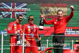 The podium (L to R): Charles Leclerc (MON) Ferrari, third; Carlos Sainz Jr (ESP) Ferrari, race winner; Riccardo Adami (ITA) Ferrari Race Engineer. 27.10.2024. Formula 1 World Championship, Rd 20, Mexican Grand Prix, Mexico City, Mexico, Race Day.