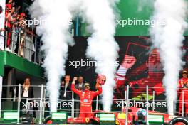 Race winner Carlos Sainz Jr (ESP) Ferrari celebrates on the podium. 27.10.2024. Formula 1 World Championship, Rd 20, Mexican Grand Prix, Mexico City, Mexico, Race Day.