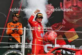 Race winner Carlos Sainz Jr (ESP) Ferrari SF-24 celebrates on the podium. 27.10.2024. Formula 1 World Championship, Rd 20, Mexican Grand Prix, Mexico City, Mexico, Race Day.