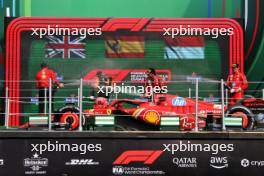 The podium (L to R): Riccardo Adami (ITA) Ferrari Race Engineer; Lando Norris (GBR) McLaren, second; Carlos Sainz Jr (ESP) Ferrari, race winner; Charles Leclerc (MON) Ferrari, third. 27.10.2024. Formula 1 World Championship, Rd 20, Mexican Grand Prix, Mexico City, Mexico, Race Day.