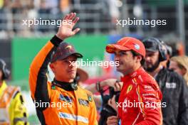 (L to R): Lando Norris (GBR) McLaren celebrates his second position in parc ferme with race winner Carlos Sainz Jr (ESP) Ferrari. 27.10.2024. Formula 1 World Championship, Rd 20, Mexican Grand Prix, Mexico City, Mexico, Race Day.