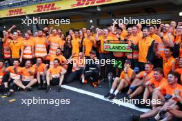 Lando Norris (GBR) McLaren celebrates his second position with the team. 27.10.2024. Formula 1 World Championship, Rd 20, Mexican Grand Prix, Mexico City, Mexico, Race Day.