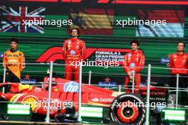 The podium (L to R): Lando Norris (GBR) McLaren, second; Carlos Sainz Jr (ESP) Ferrari, race winner; Charles Leclerc (MON) Ferrari, third; Riccardo Adami (ITA) Ferrari Race Engineer. 27.10.2024. Formula 1 World Championship, Rd 20, Mexican Grand Prix, Mexico City, Mexico, Race Day.