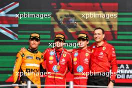 The podium (L to R): Lando Norris (GBR) McLaren, second; Carlos Sainz Jr (ESP) Ferrari, race winner; Charles Leclerc (MON) Ferrari, third; Riccardo Adami (ITA) Ferrari Race Engineer. 27.10.2024. Formula 1 World Championship, Rd 20, Mexican Grand Prix, Mexico City, Mexico, Race Day.