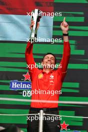 Riccardo Adami (ITA) Ferrari Race Engineer celebrates on the podium. 27.10.2024. Formula 1 World Championship, Rd 20, Mexican Grand Prix, Mexico City, Mexico, Race Day.