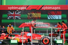 The podium (L to R): Lando Norris (GBR) McLaren, second; Carlos Sainz Jr (ESP) Ferrari, race winner; Charles Leclerc (MON) Ferrari, third; Riccardo Adami (ITA) Ferrari Race Engineer. 27.10.2024. Formula 1 World Championship, Rd 20, Mexican Grand Prix, Mexico City, Mexico, Race Day.