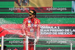 Race winner Carlos Sainz Jr (ESP) Ferrari celebrates on the podium. 27.10.2024. Formula 1 World Championship, Rd 20, Mexican Grand Prix, Mexico City, Mexico, Race Day.