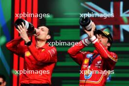 (L to R): Riccardo Adami (ITA) Ferrari Race Engineer celebrates on the podium with race winner Carlos Sainz Jr (ESP) Ferrari. 27.10.2024. Formula 1 World Championship, Rd 20, Mexican Grand Prix, Mexico City, Mexico, Race Day.