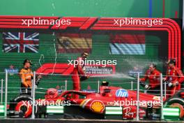 The podium (L to R): Lando Norris (GBR) McLaren, second; Carlos Sainz Jr (ESP) Ferrari, race winner; Charles Leclerc (MON) Ferrari, third; Riccardo Adami (ITA) Ferrari Race Engineer. 27.10.2024. Formula 1 World Championship, Rd 20, Mexican Grand Prix, Mexico City, Mexico, Race Day.