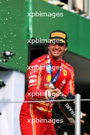 Race winner Carlos Sainz Jr (ESP) Ferrari celebrates on the podium. 27.10.2024. Formula 1 World Championship, Rd 20, Mexican Grand Prix, Mexico City, Mexico, Race Day.