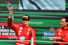 Charles Leclerc (MON) Ferrari celebrates his third position on the podium. 27.10.2024. Formula 1 World Championship, Rd 20, Mexican Grand Prix, Mexico City, Mexico, Race Day.