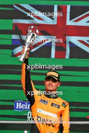 Lando Norris (GBR) McLaren celebrates his second position on the podium. 27.10.2024. Formula 1 World Championship, Rd 20, Mexican Grand Prix, Mexico City, Mexico, Race Day.