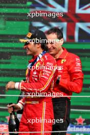 Race winner Carlos Sainz Jr (ESP) Ferrari celebrates on the podium. 27.10.2024. Formula 1 World Championship, Rd 20, Mexican Grand Prix, Mexico City, Mexico, Race Day.