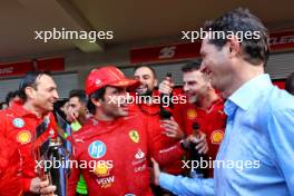 Race winner Carlos Sainz Jr (ESP) Ferrari celebrates with Riccardo Adami (ITA) Ferrari Race Engineer and John Elkann (ITA) FIAT Chrysler Automobiles Chairman. 27.10.2024. Formula 1 World Championship, Rd 20, Mexican Grand Prix, Mexico City, Mexico, Race Day.