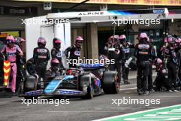 Esteban Ocon (FRA) Alpine F1 Team A524 makes a pit stop. 27.10.2024. Formula 1 World Championship, Rd 20, Mexican Grand Prix, Mexico City, Mexico, Race Day.