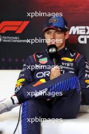 Max Verstappen (NLD) Red Bull Racing in the post qualifying FIA Press Conference. 26.10.2024. Formula 1 World Championship, Rd 20, Mexican Grand Prix, Mexico City, Mexico, Qualifying Day.