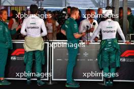 (L to R): Lance Stroll (CDN) Aston Martin F1 Team and Fernando Alonso (ESP) Aston Martin F1 Team with the media. 26.10.2024. Formula 1 World Championship, Rd 20, Mexican Grand Prix, Mexico City, Mexico, Qualifying Day.