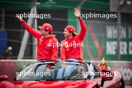 (L to R): Charles Leclerc (MON) Ferrari and Carlos Sainz Jr (ESP) Ferrari on the drivers' parade. 27.10.2024. Formula 1 World Championship, Rd 20, Mexican Grand Prix, Mexico City, Mexico, Race Day.