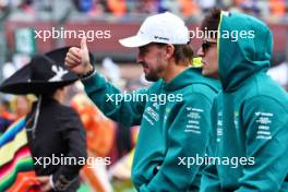 (L to R): Fernando Alonso (ESP) Aston Martin F1 Team and Lance Stroll (CDN) Aston Martin F1 Team on the drivers' parade. 27.10.2024. Formula 1 World Championship, Rd 20, Mexican Grand Prix, Mexico City, Mexico, Race Day.