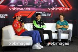 (L to R): Charles Leclerc (MON) Ferrari; Zhou Guanyu (CHN) Sauber; and Felipe Drugovich (BRA) Aston Martin F1 Team, Reserve and Development Programme Driver, in the FIA Press Conference. 24.10.2024. Formula 1 World Championship, Rd 20, Mexican Grand Prix, Mexico City, Mexico, Preparation Day.