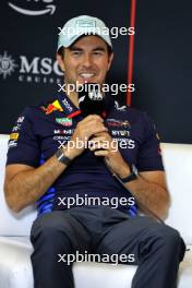 Sergio Perez (MEX) Red Bull Racing in the FIA Press Conference. 24.10.2024. Formula 1 World Championship, Rd 20, Mexican Grand Prix, Mexico City, Mexico, Preparation Day.