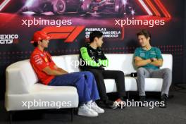 (L to R): Charles Leclerc (MON) Ferrari; Zhou Guanyu (CHN) Sauber; and Felipe Drugovich (BRA) Aston Martin F1 Team, Reserve and Development Programme Driver, in the FIA Press Conference. 24.10.2024. Formula 1 World Championship, Rd 20, Mexican Grand Prix, Mexico City, Mexico, Preparation Day.