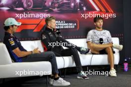 (L to R): Sergio Perez (MEX) Red Bull Racing; Nico Hulkenberg (GER) Haas F1 Team; and Pierre Gasly (FRA) Alpine F1 Team, in the FIA Press Conference. 24.10.2024. Formula 1 World Championship, Rd 20, Mexican Grand Prix, Mexico City, Mexico, Preparation Day.