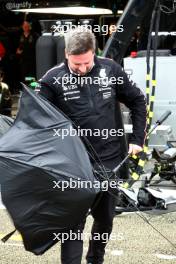 Mercedes AMG F1 with a broken umbrella due to the strong wind. 23.08.2024. Formula 1 World Championship, Rd 15, Dutch Grand Prix, Zandvoort, Netherlands, Practice Day.