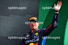 Max Verstappen (NLD) Red Bull Racing celebrates his second position on the podium. 25.08.2024. Formula 1 World Championship, Rd 15, Dutch Grand Prix, Zandvoort, Netherlands, Race Day.