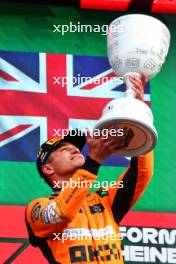 Race winner Lando Norris (GBR) McLaren celebrates on the podium. 25.08.2024. Formula 1 World Championship, Rd 15, Dutch Grand Prix, Zandvoort, Netherlands, Race Day.